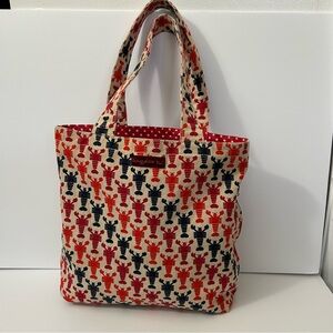 Bungalow 360 Reversible Lobster/Red and White Polka Dot Tote